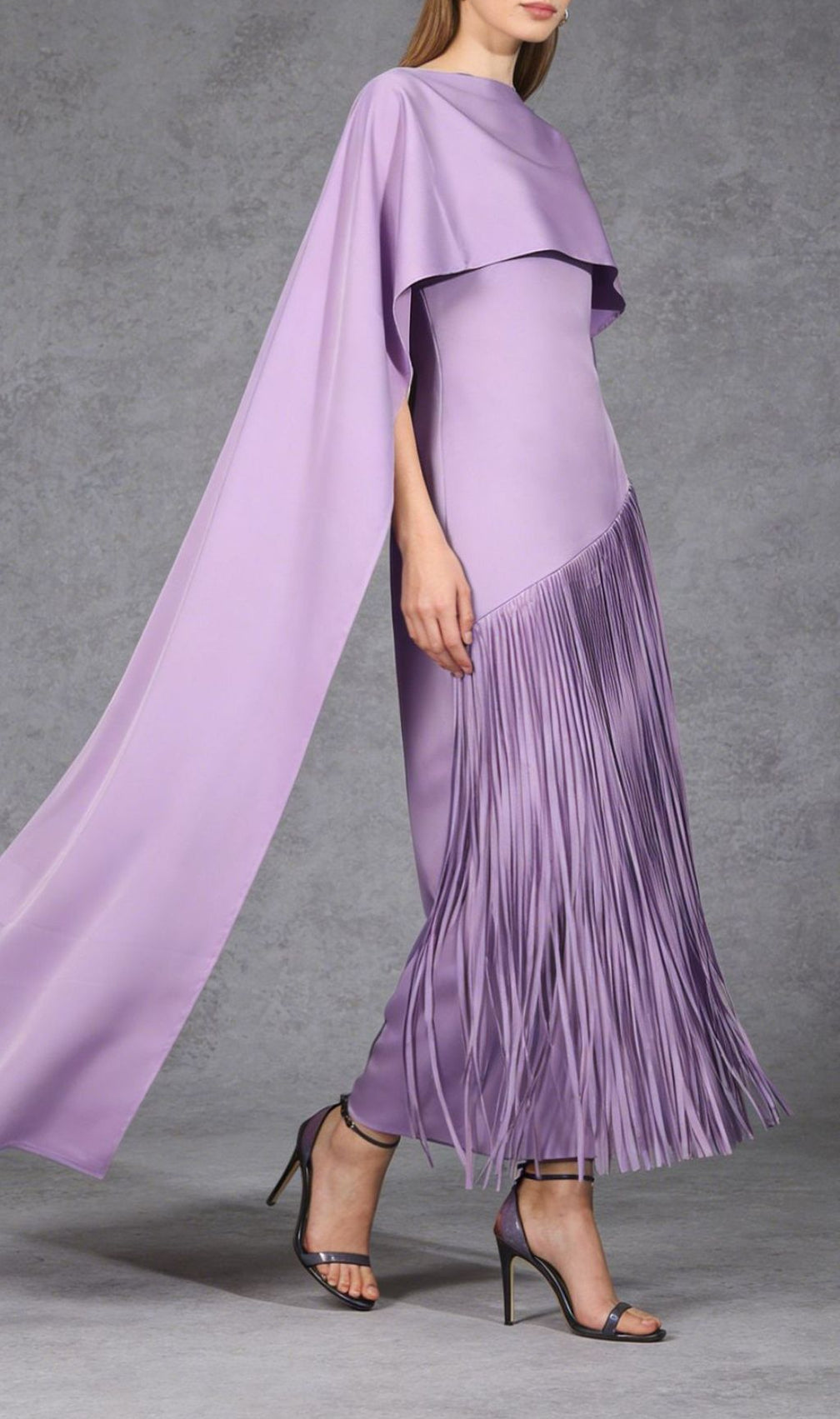 Kalona Ethereal Cape & Tassel Maxi Gown - Dramatic Evening Wear