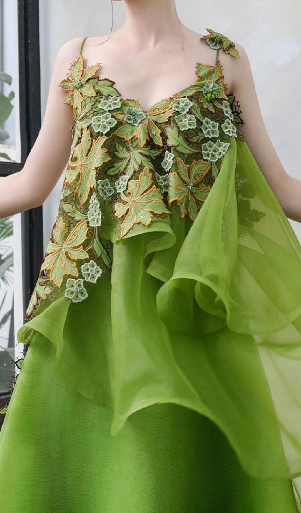 Kenda Enchanted Forest Embellished Green Maxi Gown
