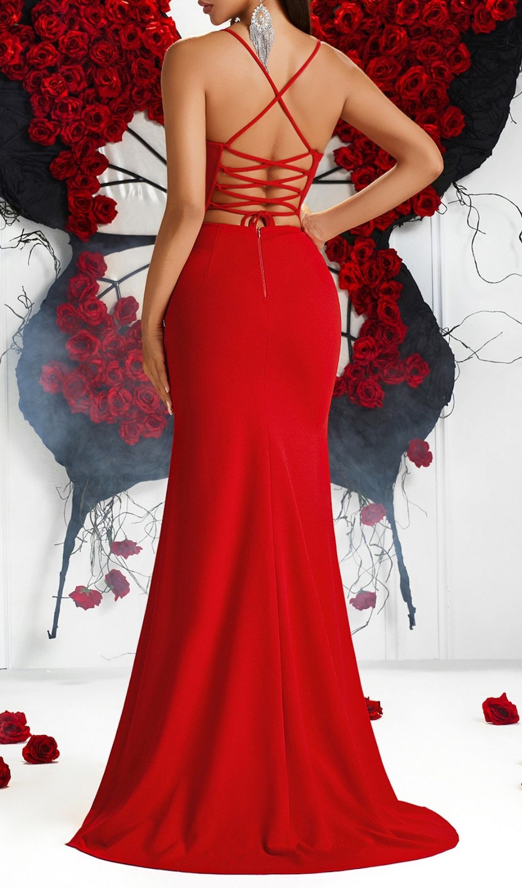 Kendyl Red Strappy Slit Maxi Gown | Evening Dress