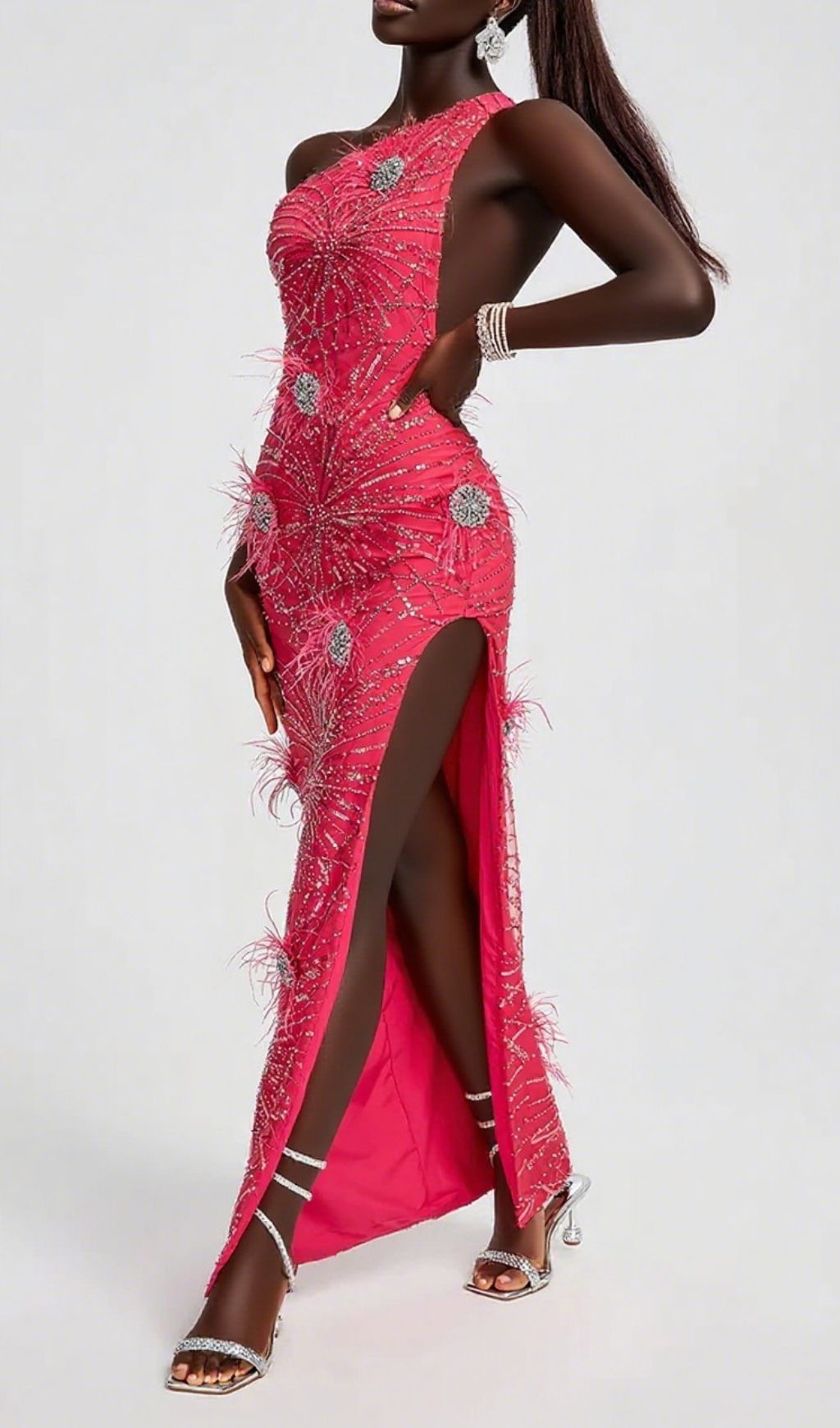 Hannes Sequin Beaded One-Shoulder Maxi Dress