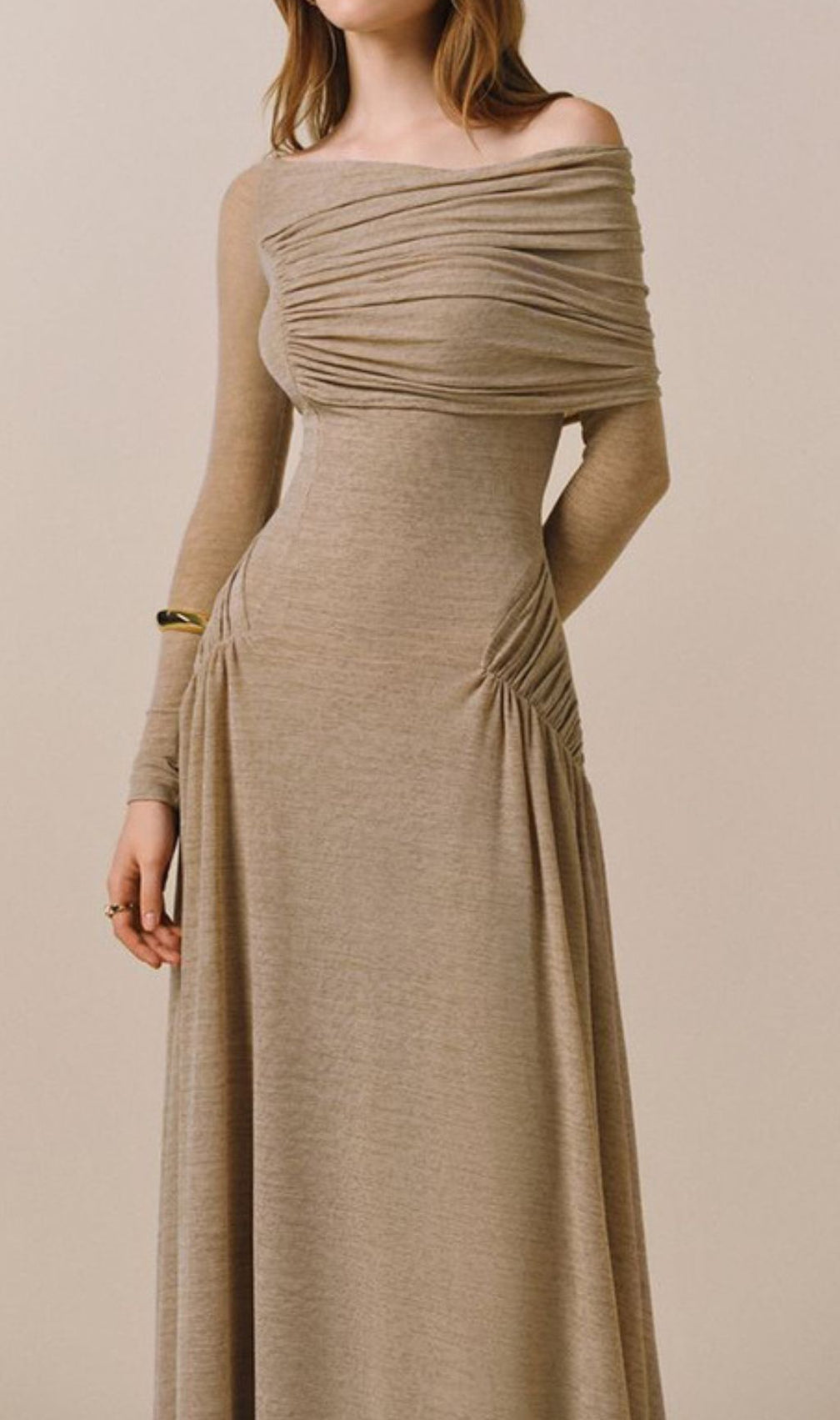 Gaia Ruched Long Sleeve Maxi Dress