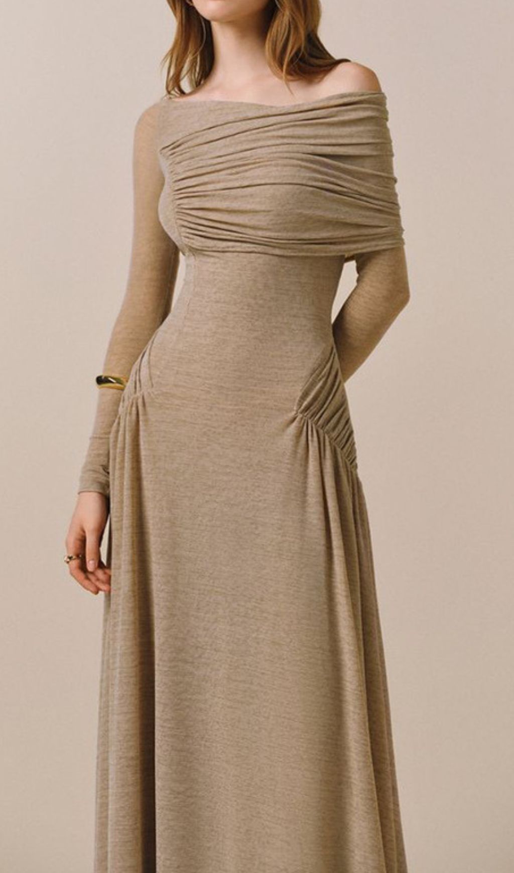 Gaia Ruched Long Sleeve Maxi Dress
