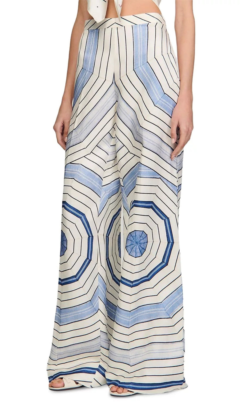 Spiral Motif Wide Leg Trousers