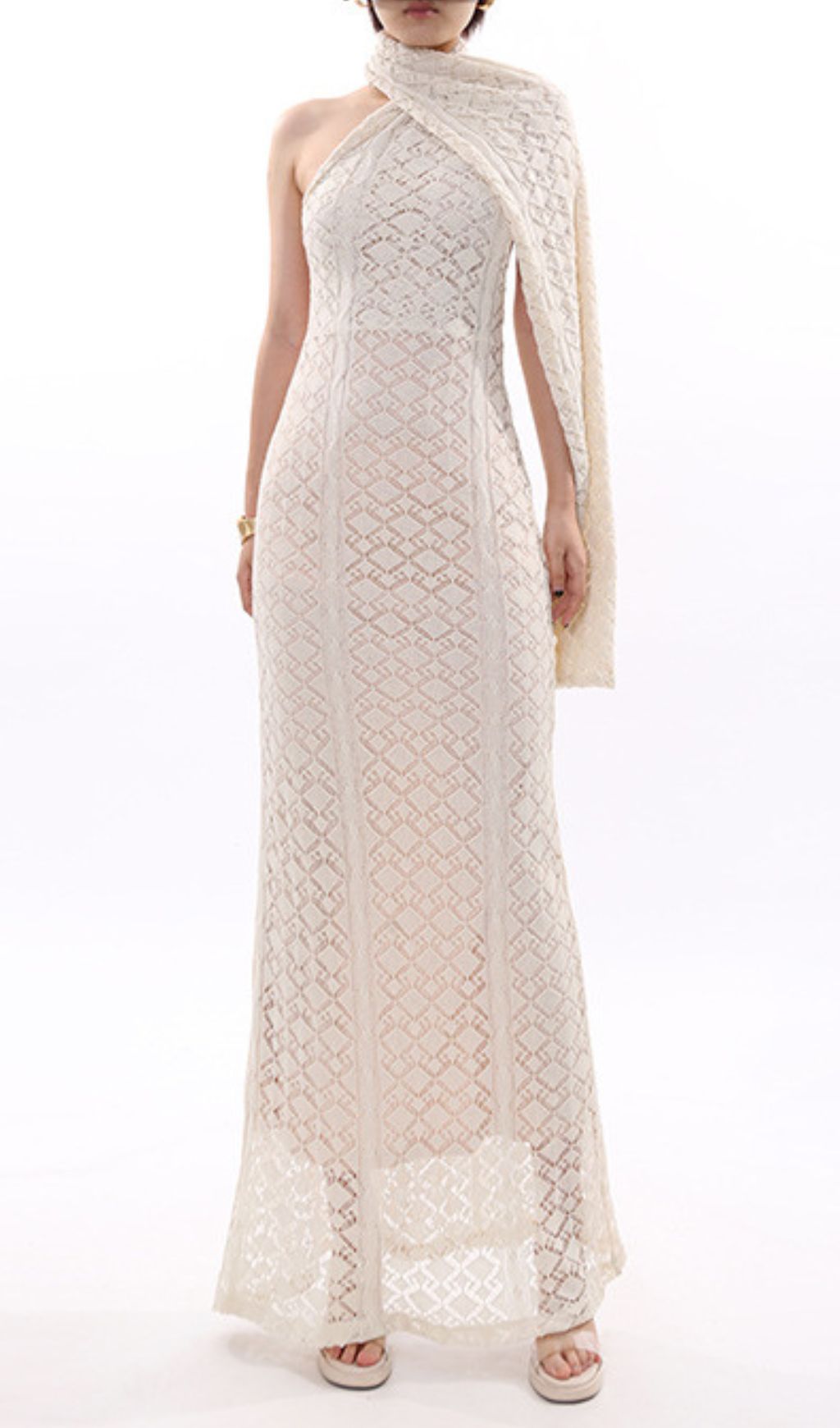 Justo Effortless Chic Backless Lace Knit Maxi Dress