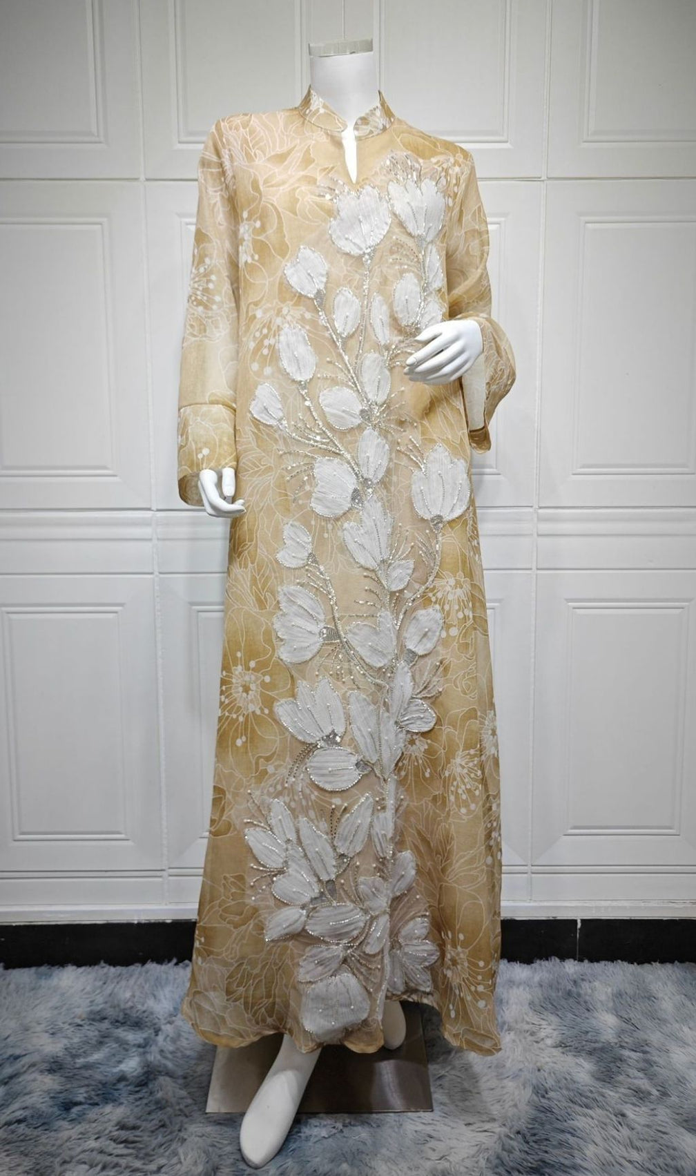 Kona Floral Sequin Embellished Maxi Dress