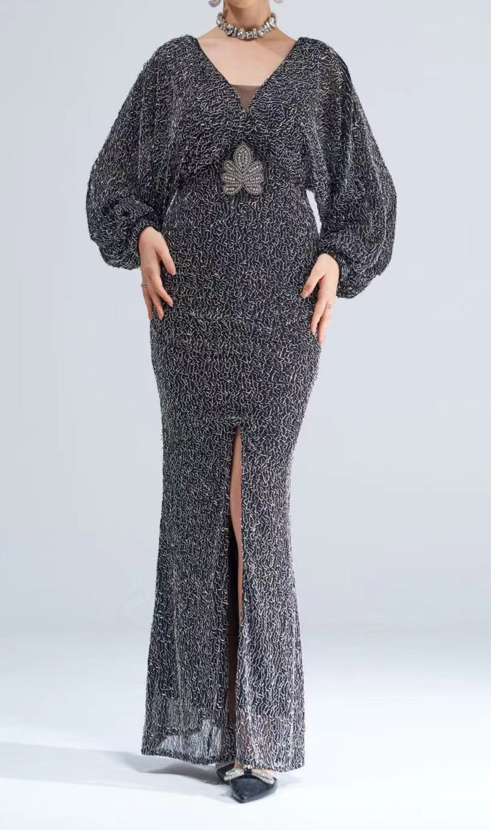 Cecilie V-Neck Long Sleeve Maxi Dress