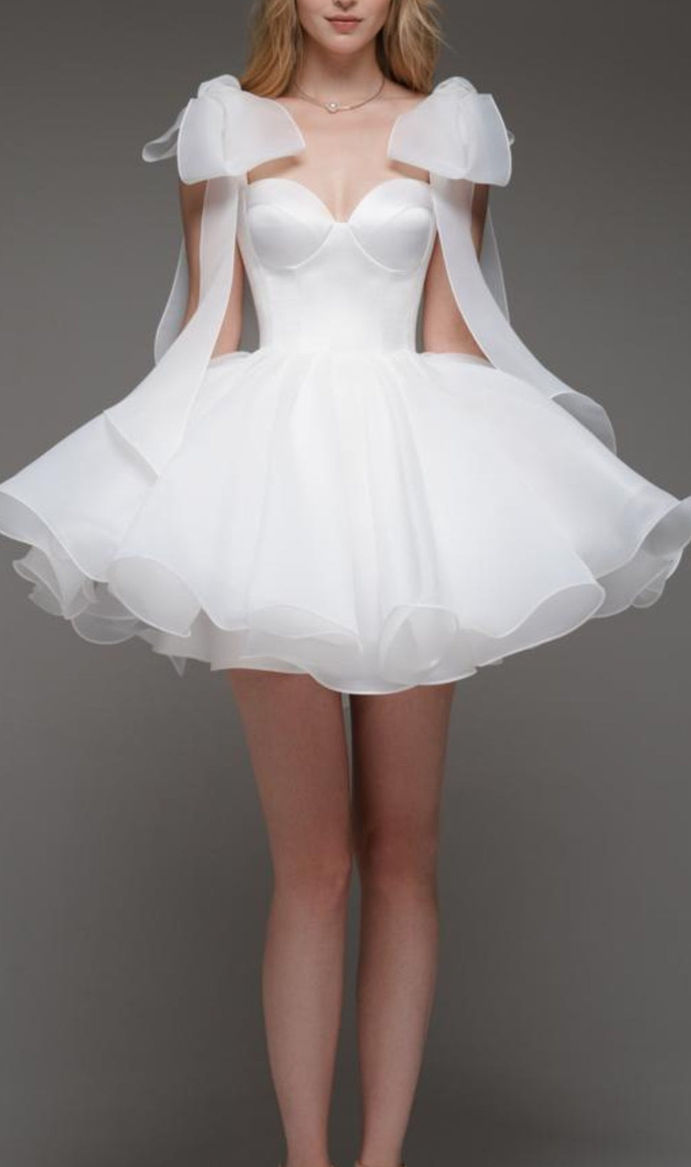 Aminta Bow Shoulder Mini Dress