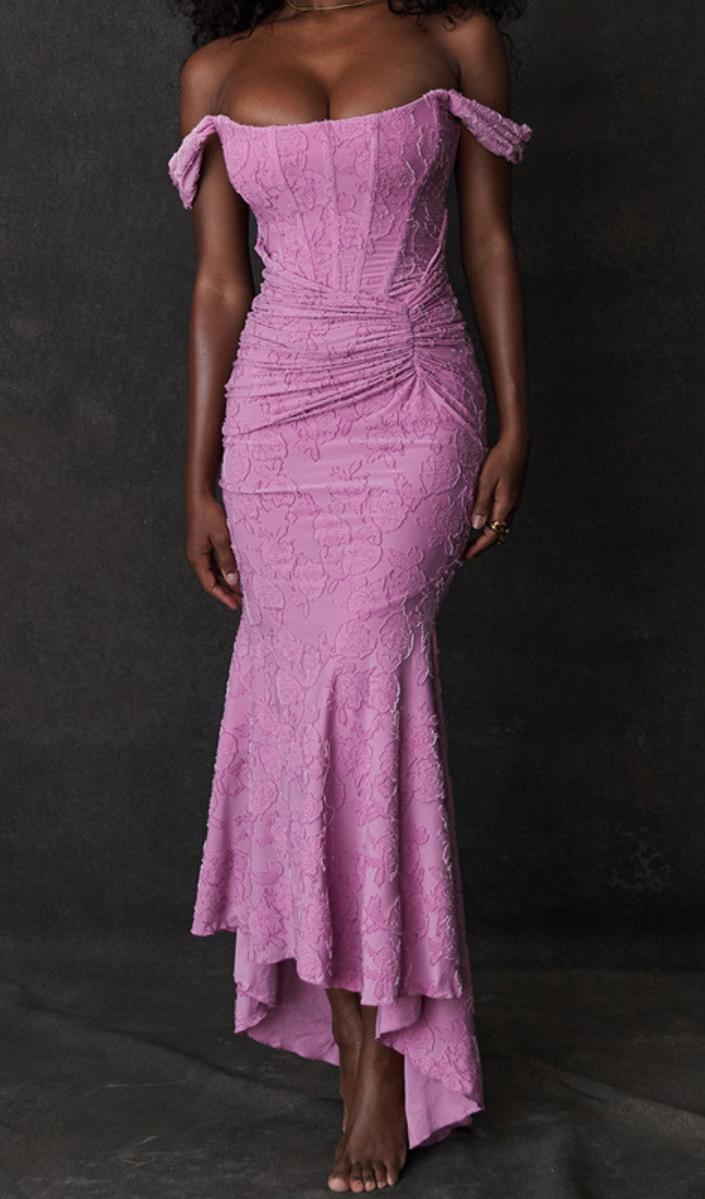 Anaëlle Pink Floral Corset Maxi Dress