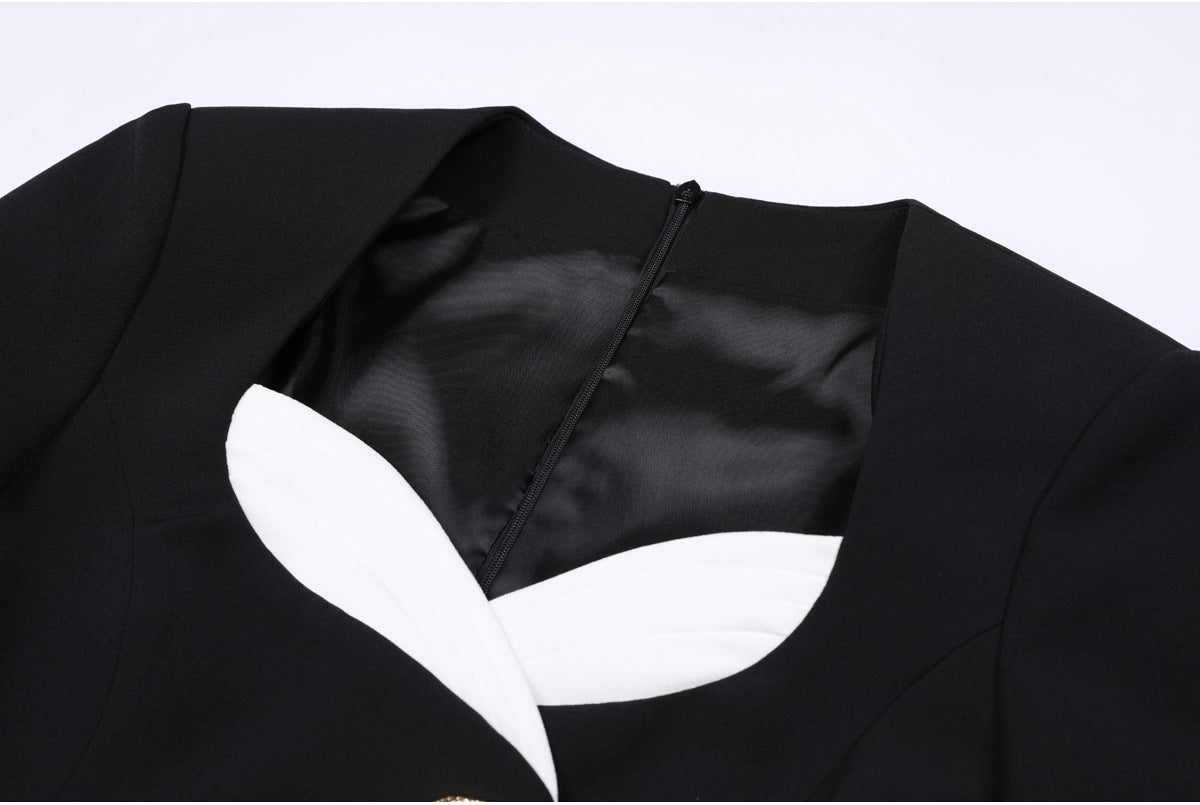 Ghazi Black Long Sleeve Mini Dress