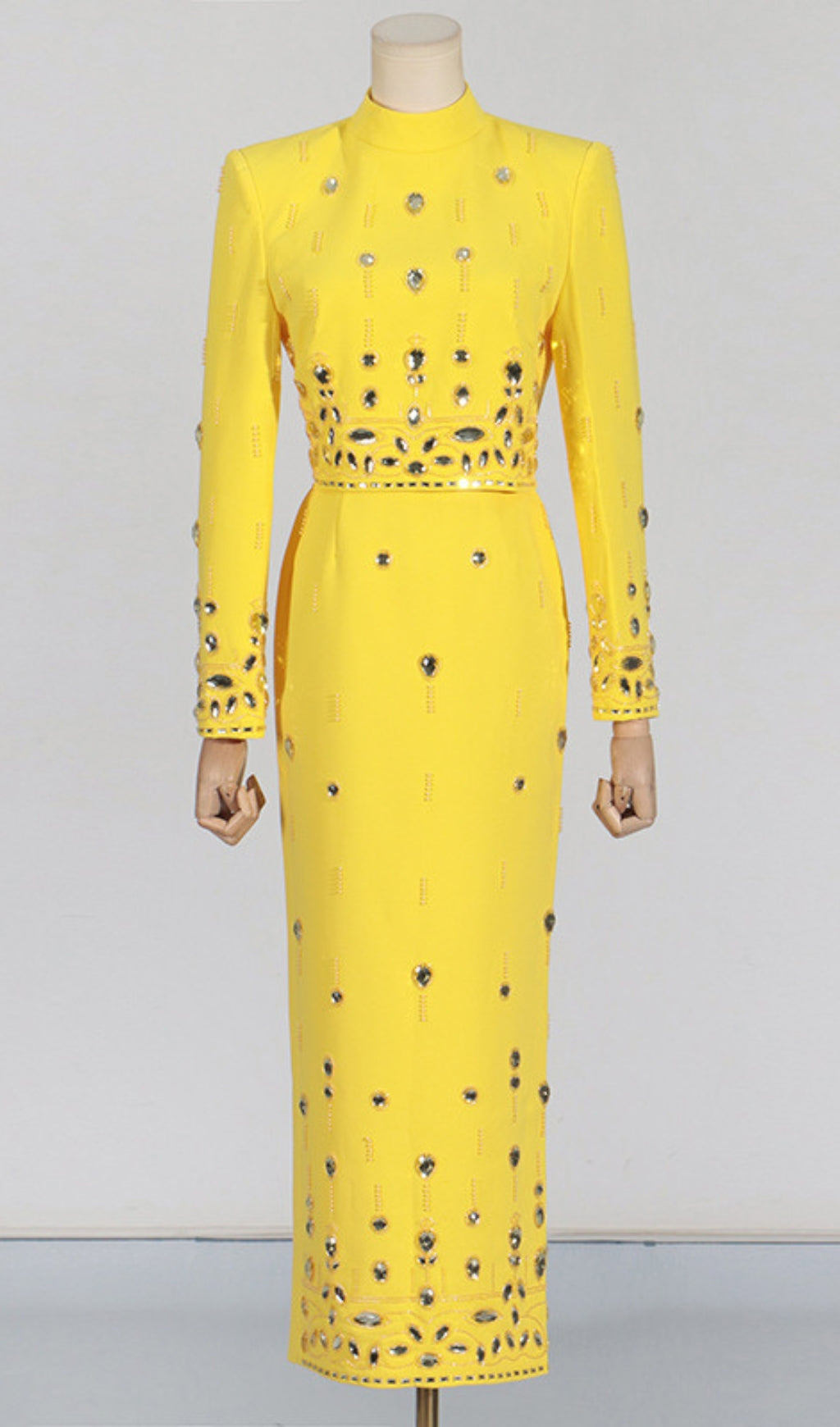 Dangola Rhinestone Long Sleeve Top & Maxi Skirt Set