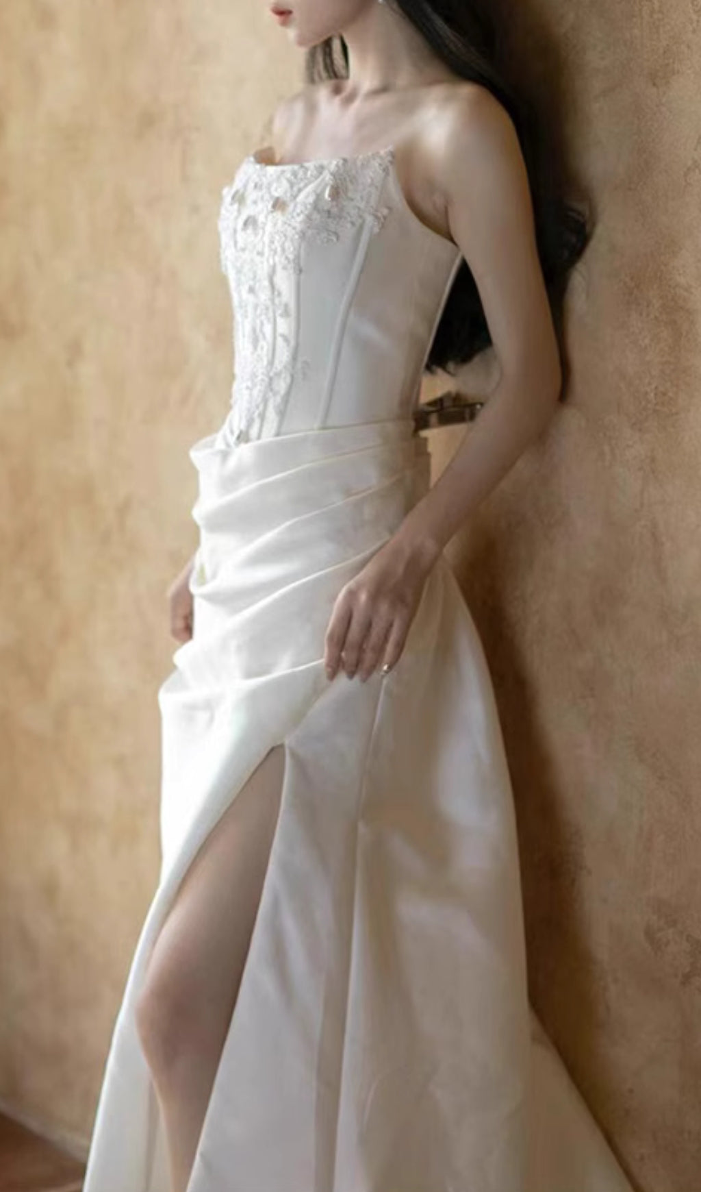 Caetana White Strapless Corset Maxi Dress