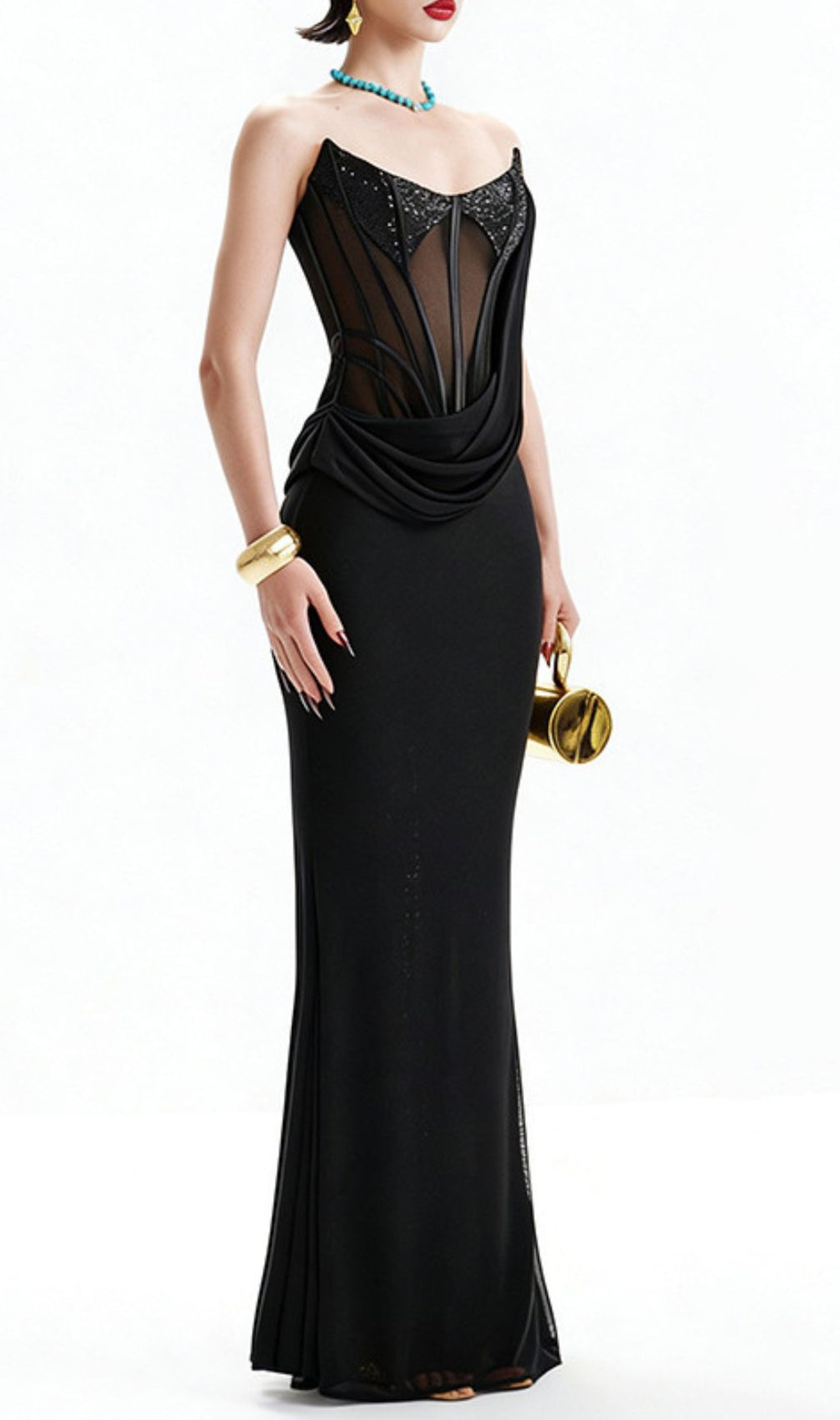Janan Black Corset Maxi Dress