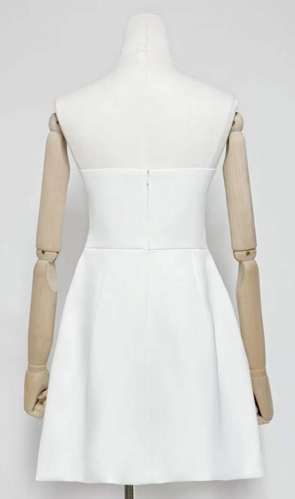 Huy White Strapless Mini Dress | 3D Floral Appliqué for Summer & Parties