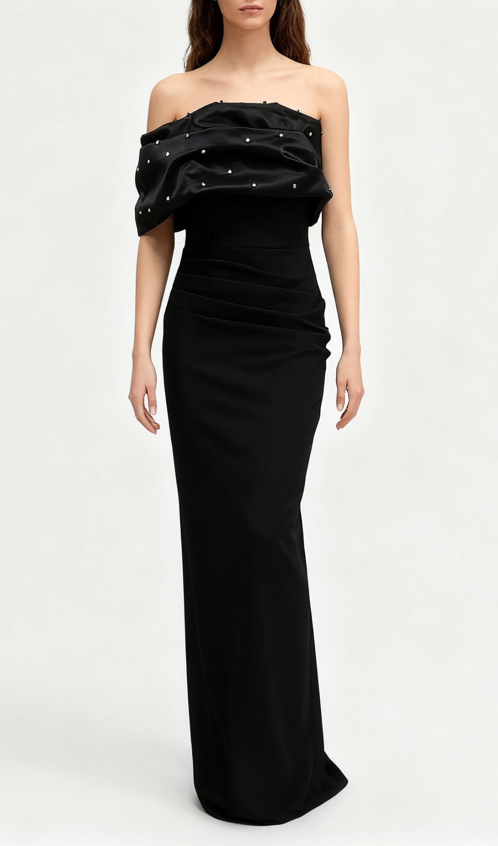 Ilia Black Embellished Off-Shoulder Bandage Maxi Gown | Red Carpet Glamour