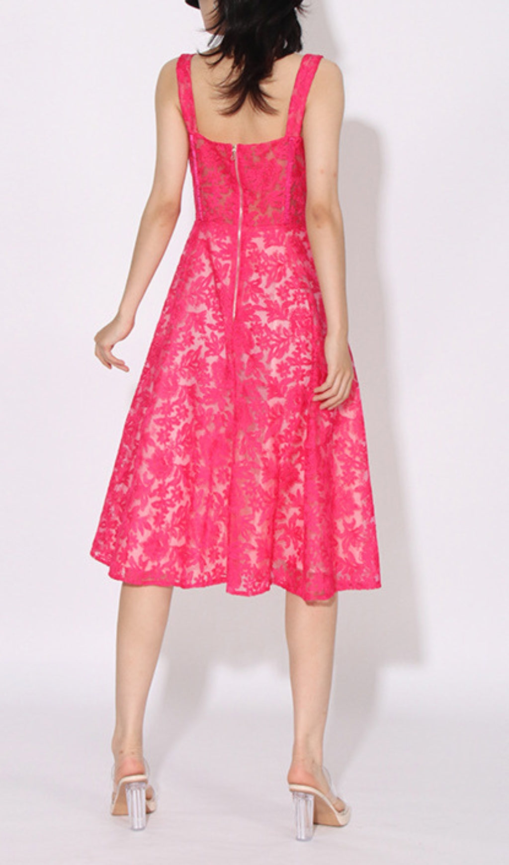 Asayo Pink Embroidery Midi Dress