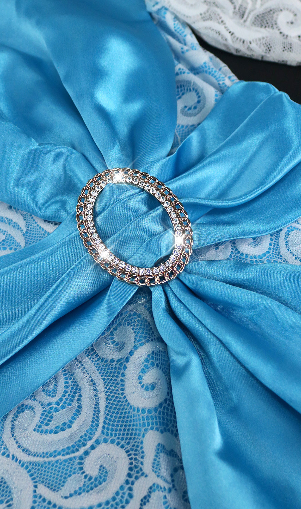 Baila Blue Bow Lace Long Sleeve Midi Dress