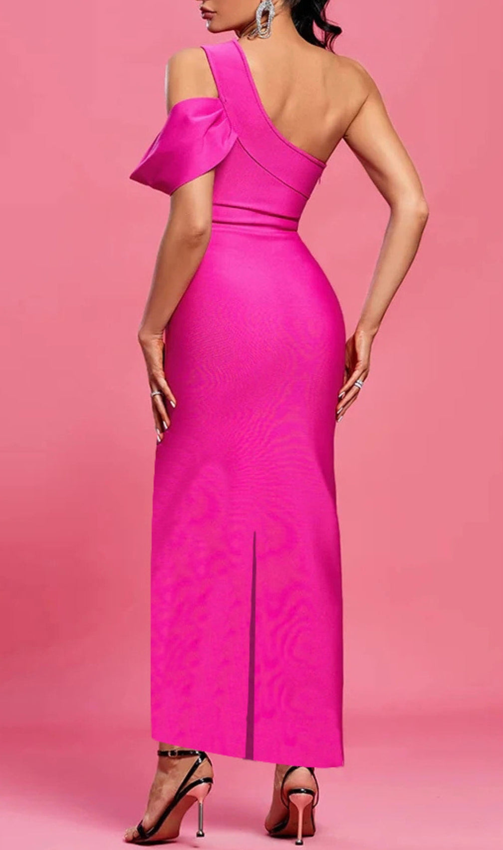 Pink One Shoulder Asymmetrical Hem Dress