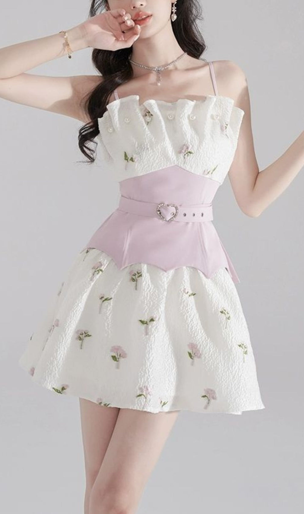 Aalilyanna Embroidered Jacquard Mini Dress