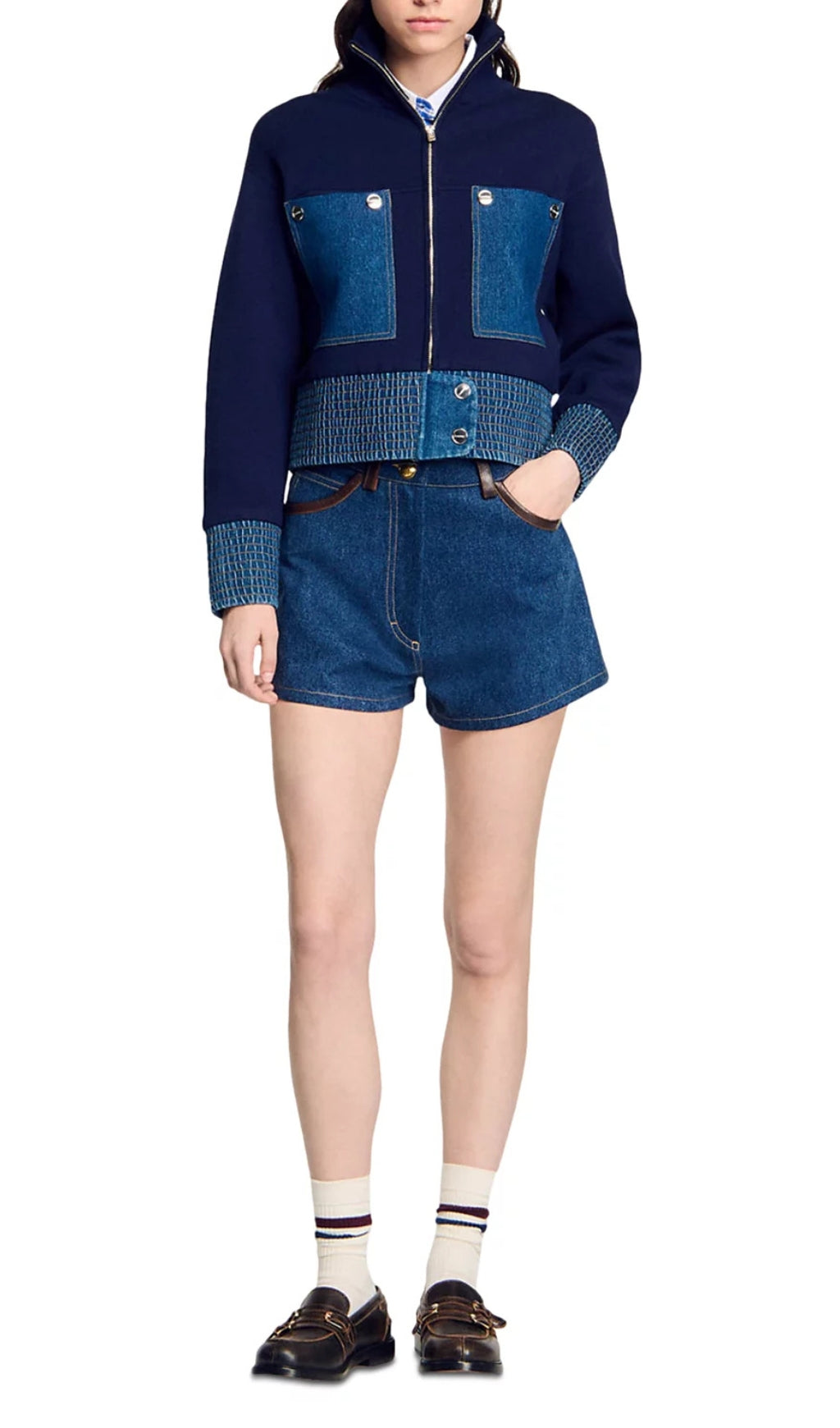 Vancouver Denim Trim Knit Jacket