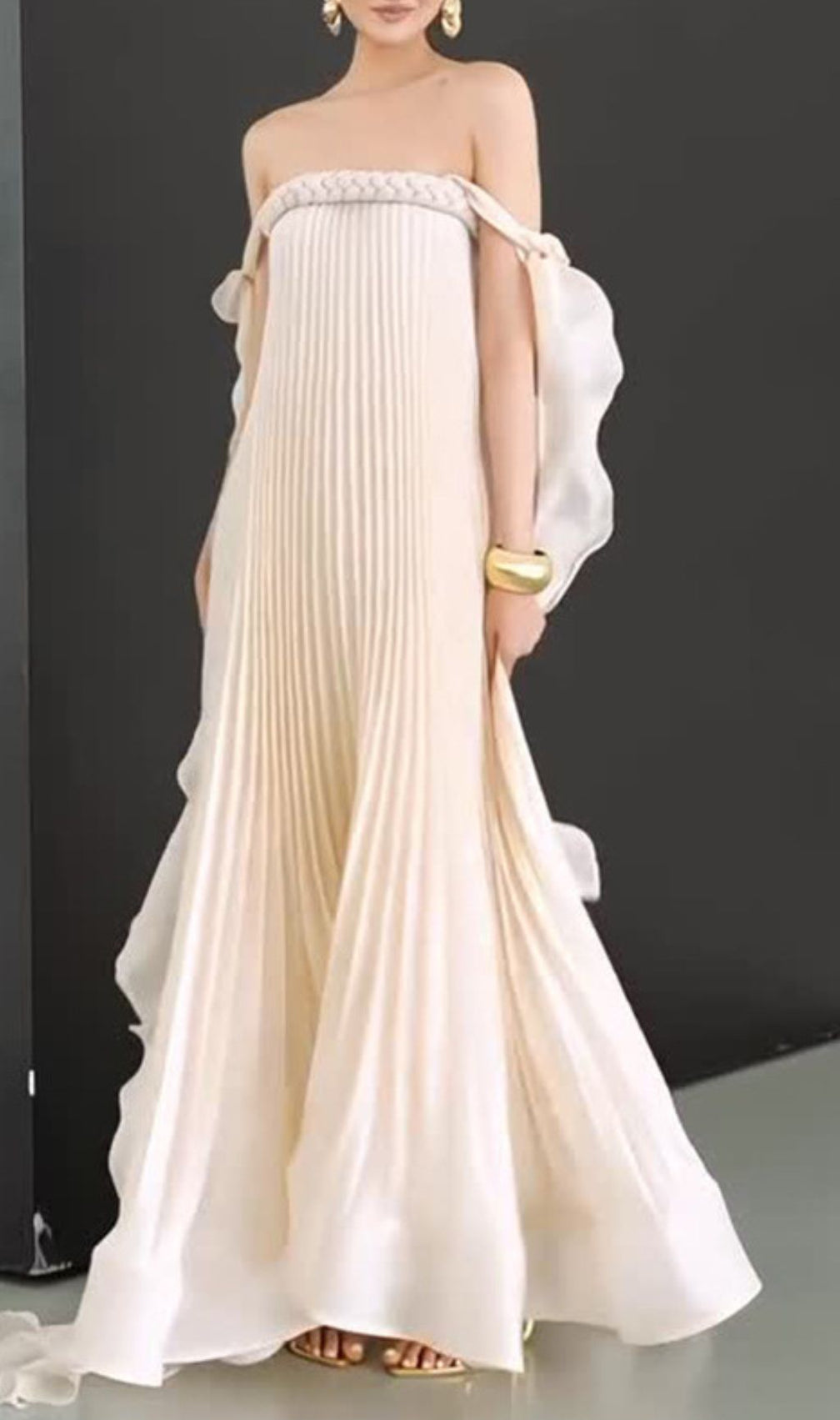 Imogene Ethereal Pleated Maxi Gown | Strapless Elegant Evening Dress