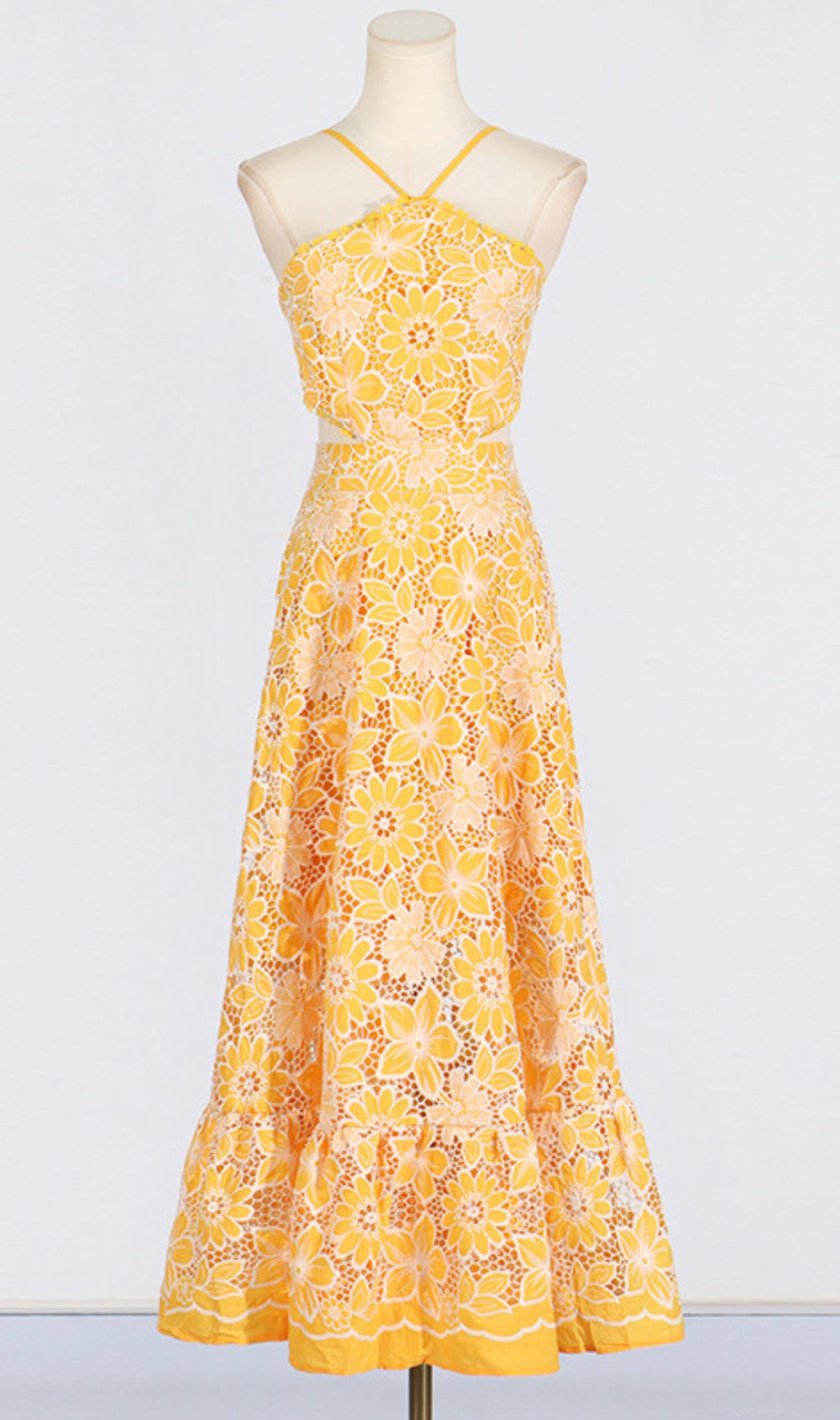 Aulaula Flower Embroidery Maxi Dress