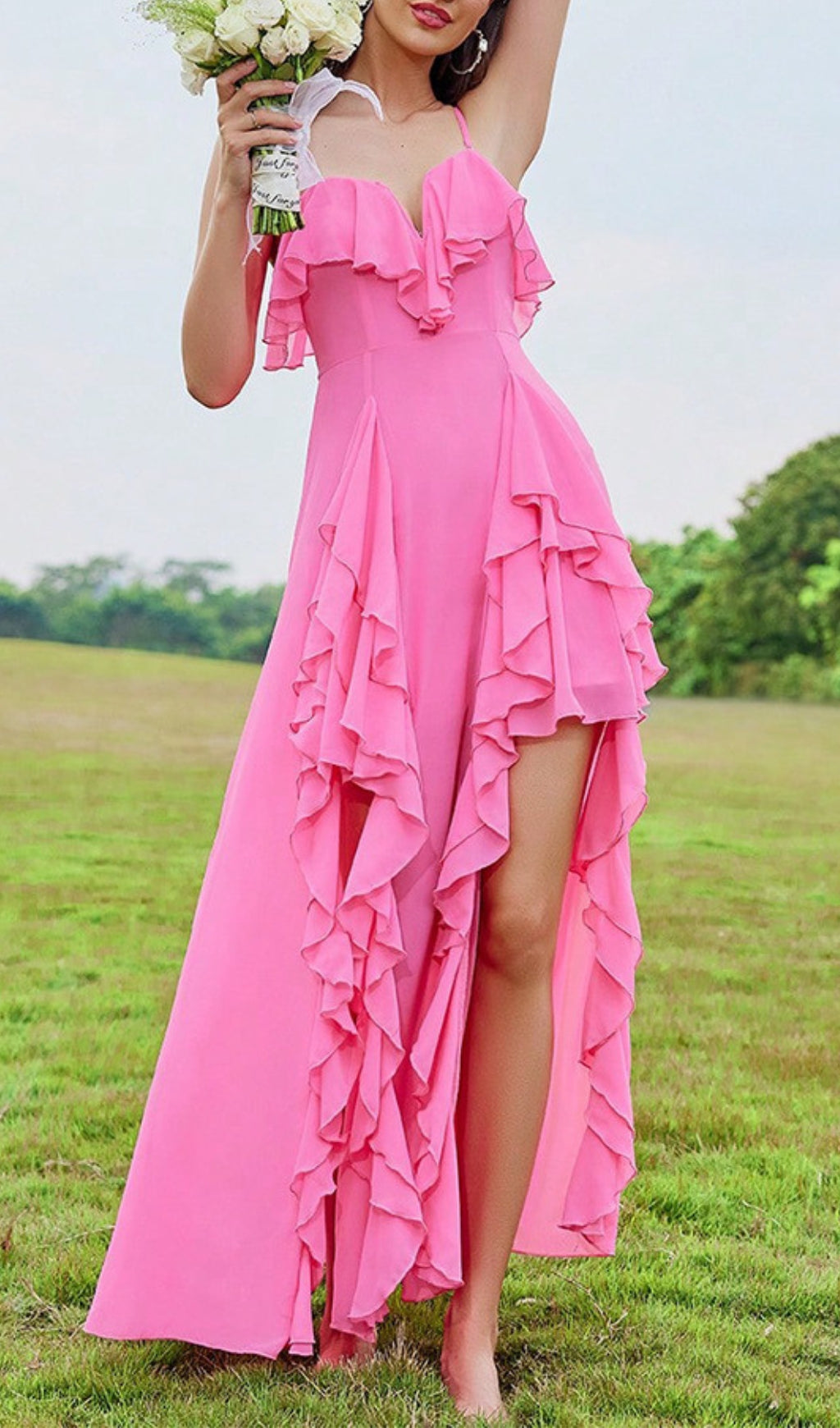Amalthea Slit Ruffle Maxi Dress