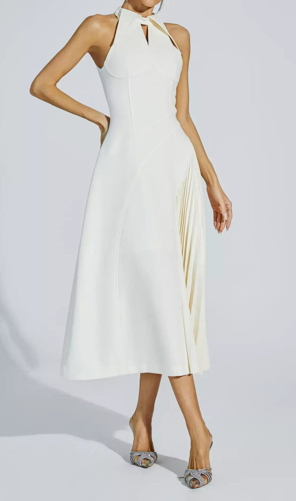Clemency Sleeveless Pleated Midi Dress