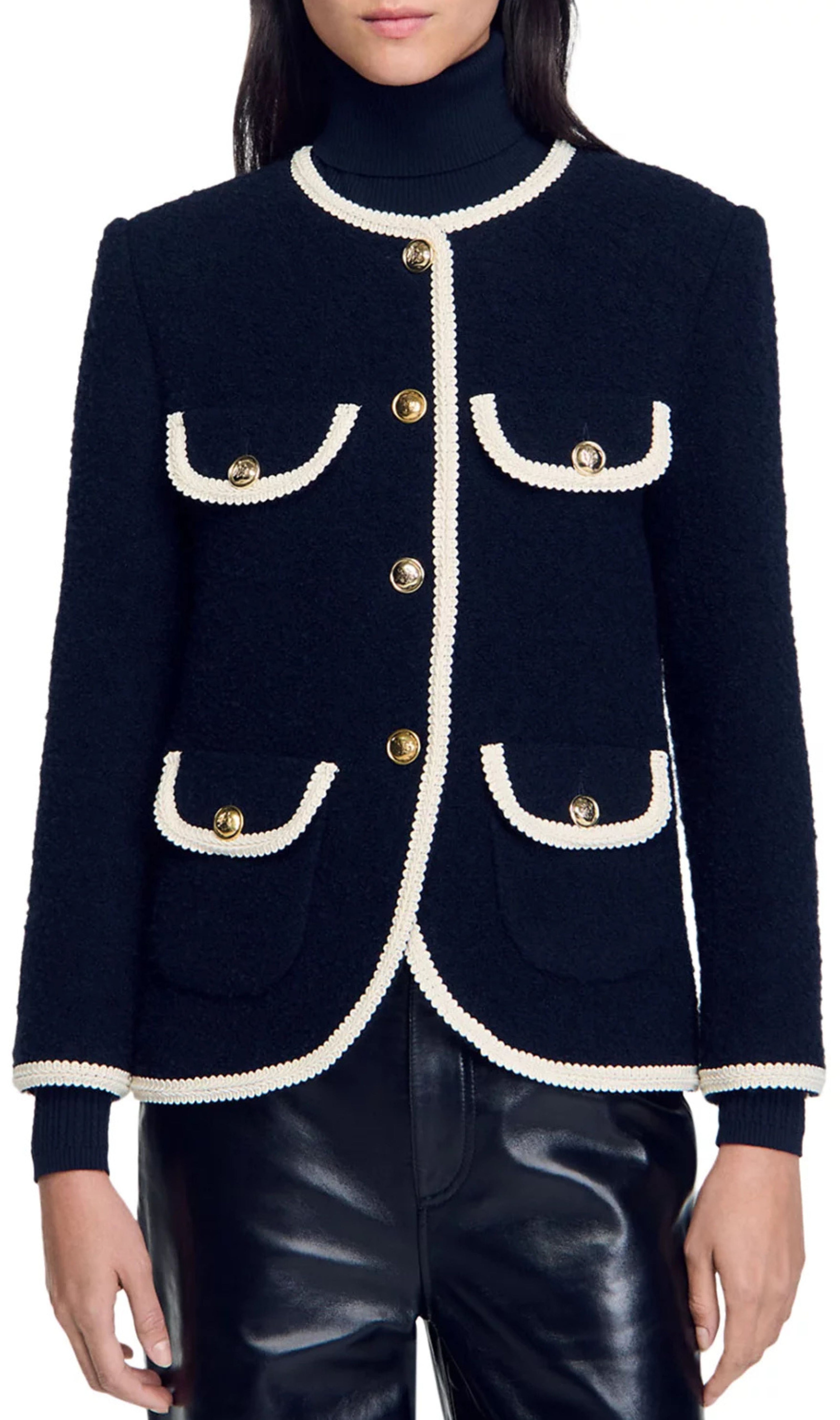 Jill Tweed Contrast Trim Jacket