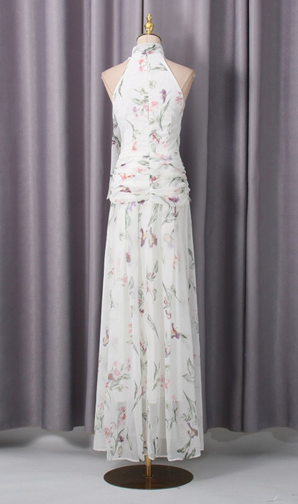 Kesley Halter Floral Maxi Dress | Elegant Summer Gown