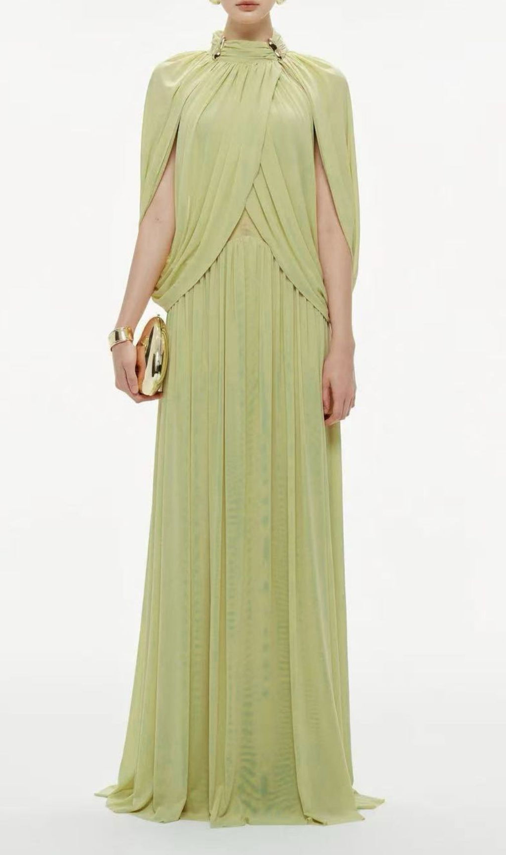 Jodell Elegant Pleated Maxi Dress - Architectural Drape Gown