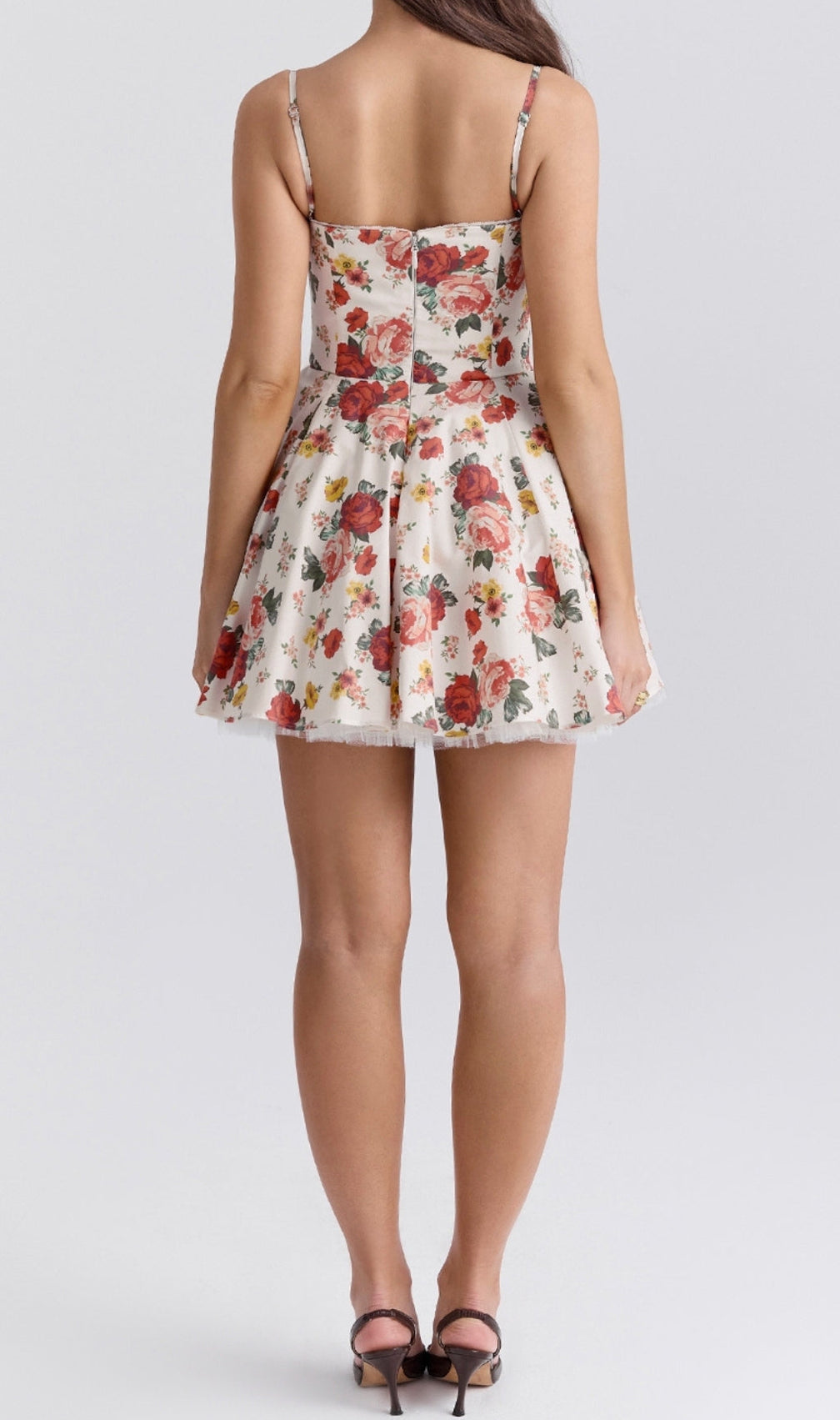 Aqua Rose Print Tulle Mini Dress