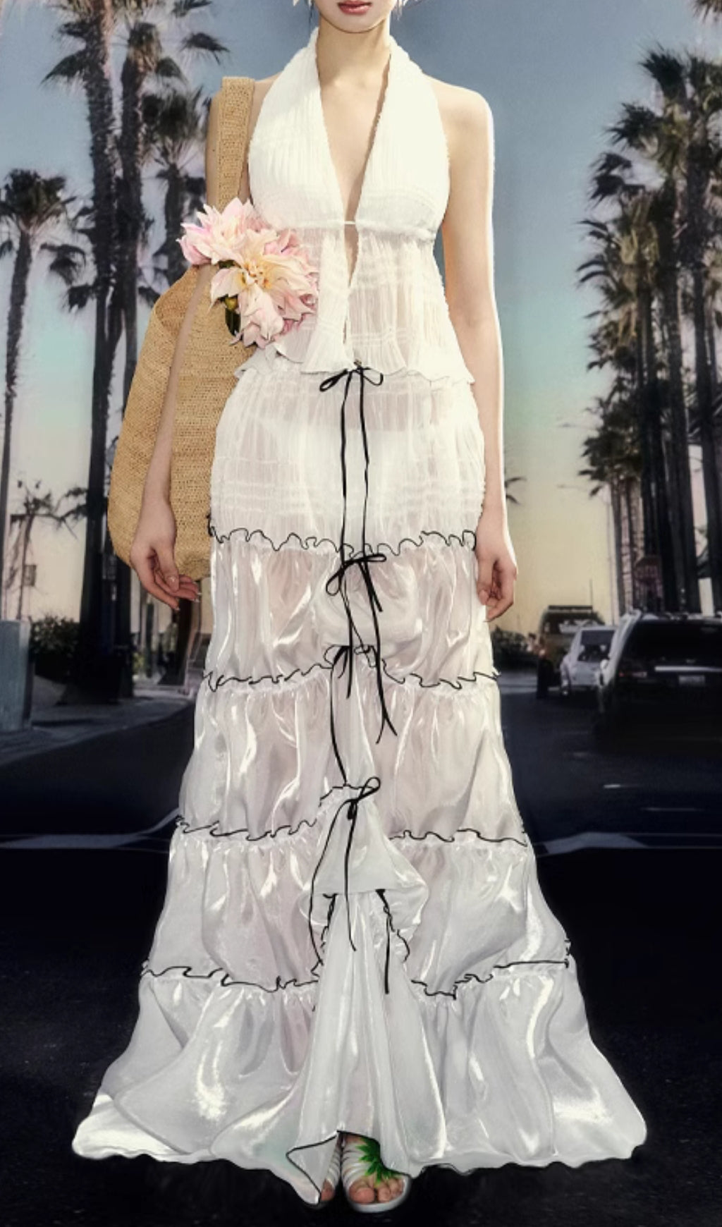 Devrim White Halter Two-Piece Swimsuit