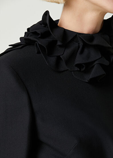 Alessandro Ruffle Backless Mini Dress in black