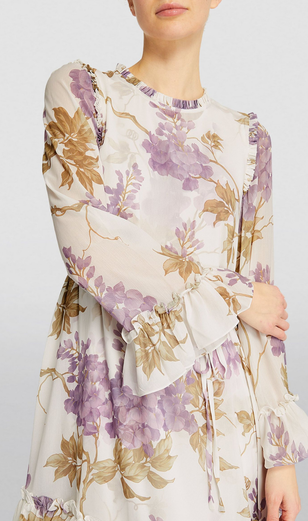 Alectrona Chiffon Wisteria Printed Midi Dress