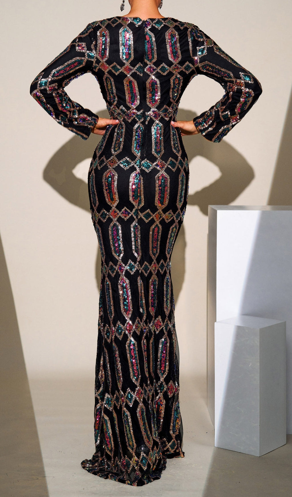 Clee Long Sleeve Sequin Maxi Dress