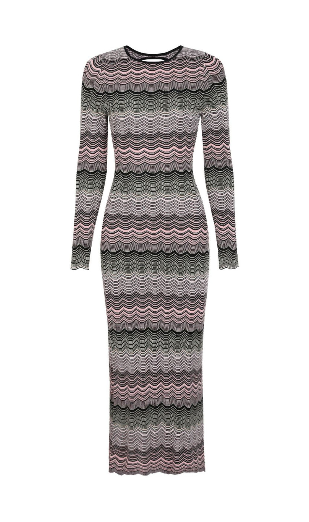 Judith Cutout Shimmer Zigzag Knit Maxi Dress