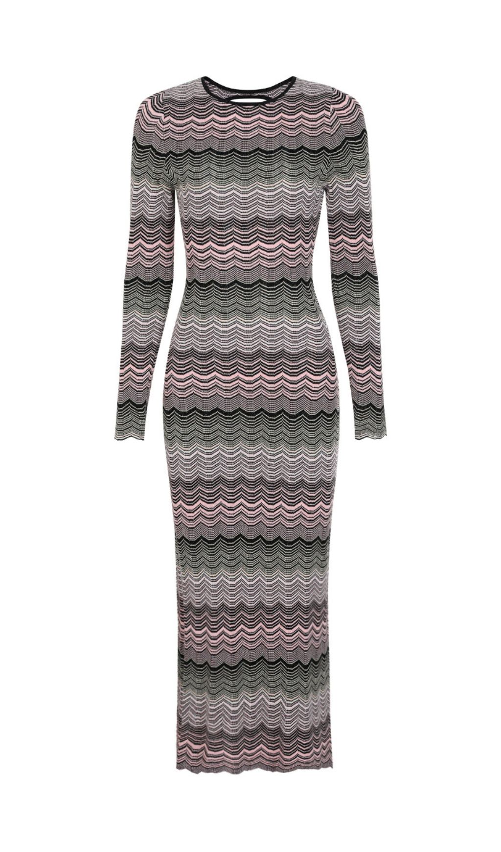 Judith Cutout Shimmer Zigzag Knit Maxi Dress