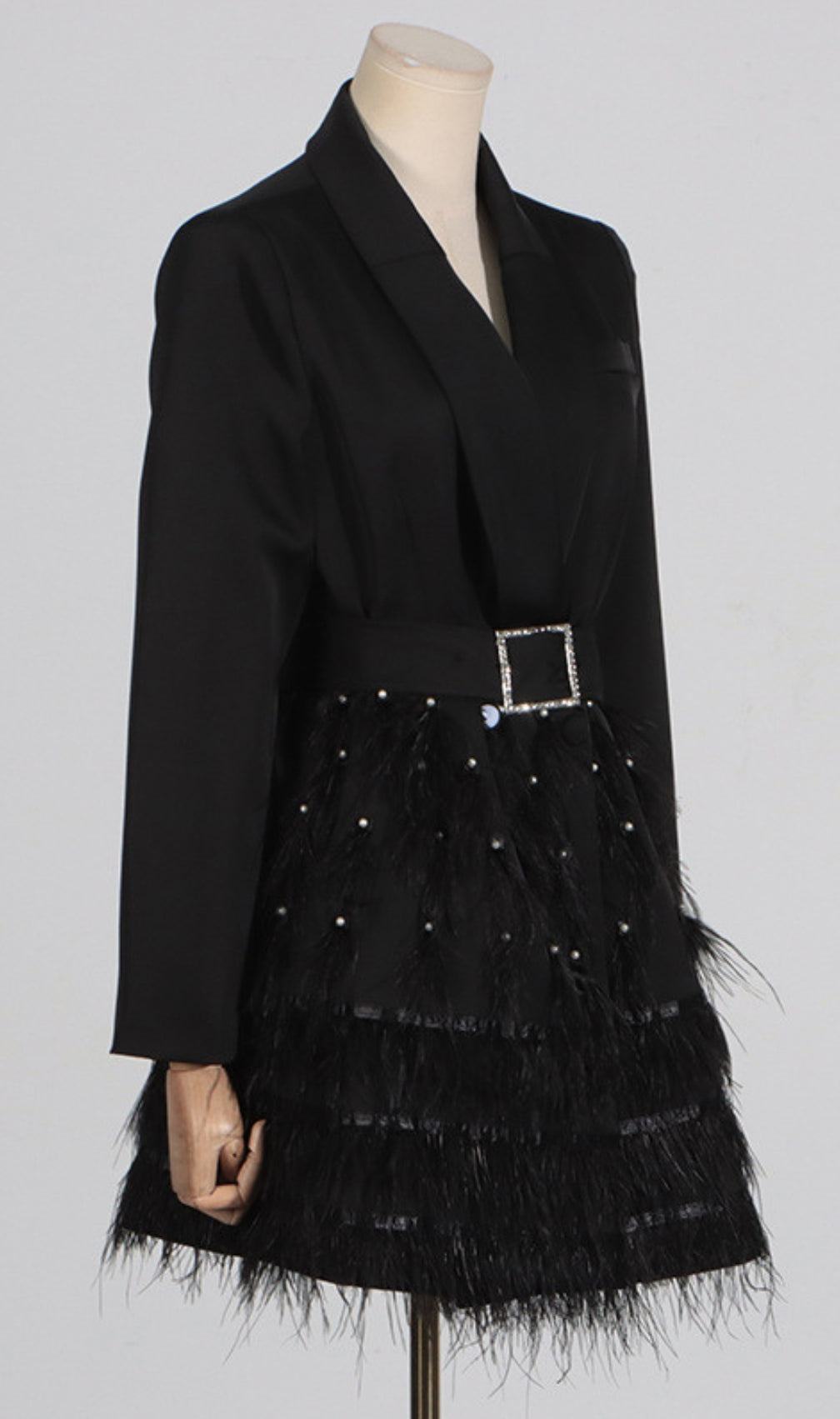 Caelia Black Feather Blazer Dress