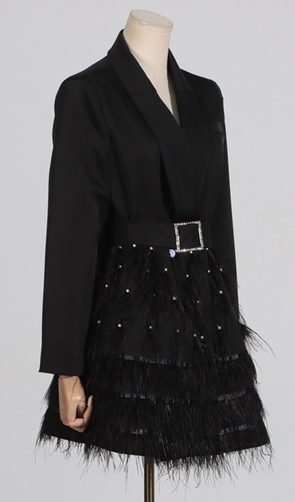 Caelia Black Feather Blazer Dress
