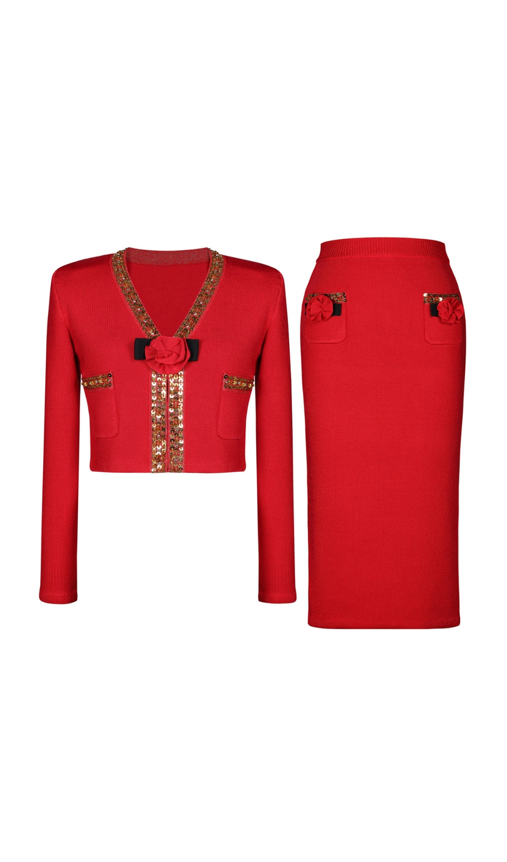 Emilia Flower Embellished Skirt Set