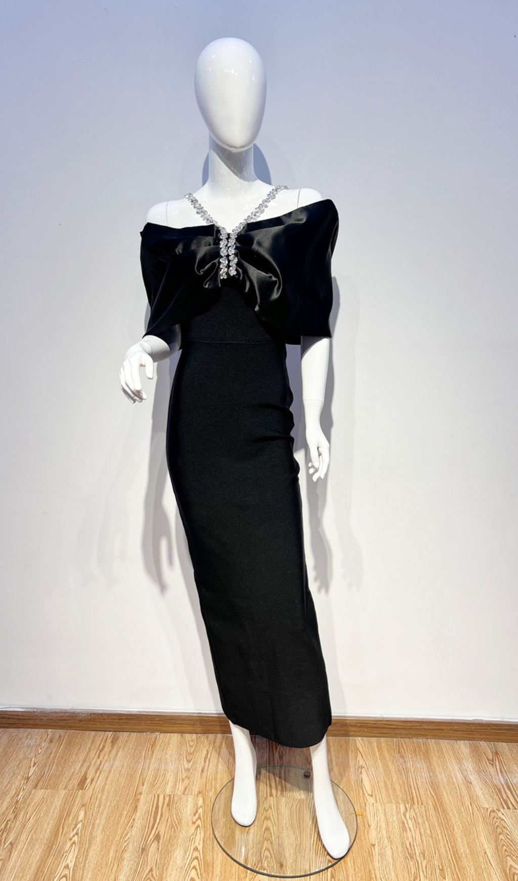 Candra Bow Diamond Halter Maxi Dress