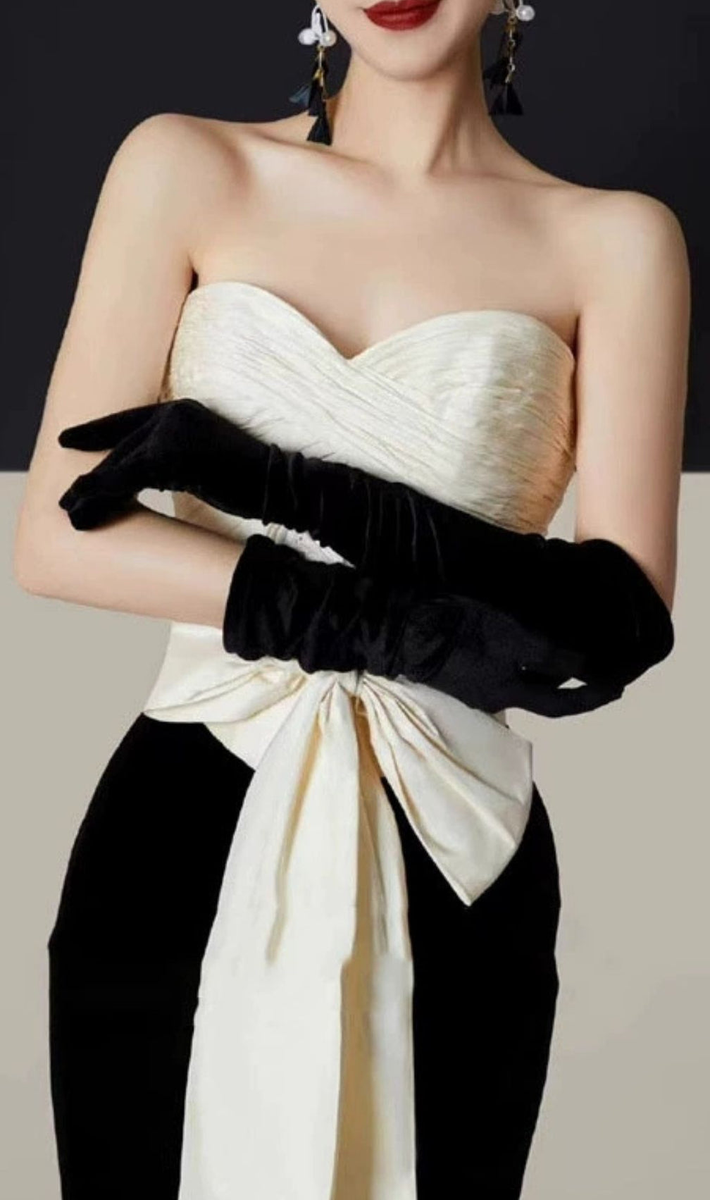 Florent Strapless Flower Bow Maxi Dress