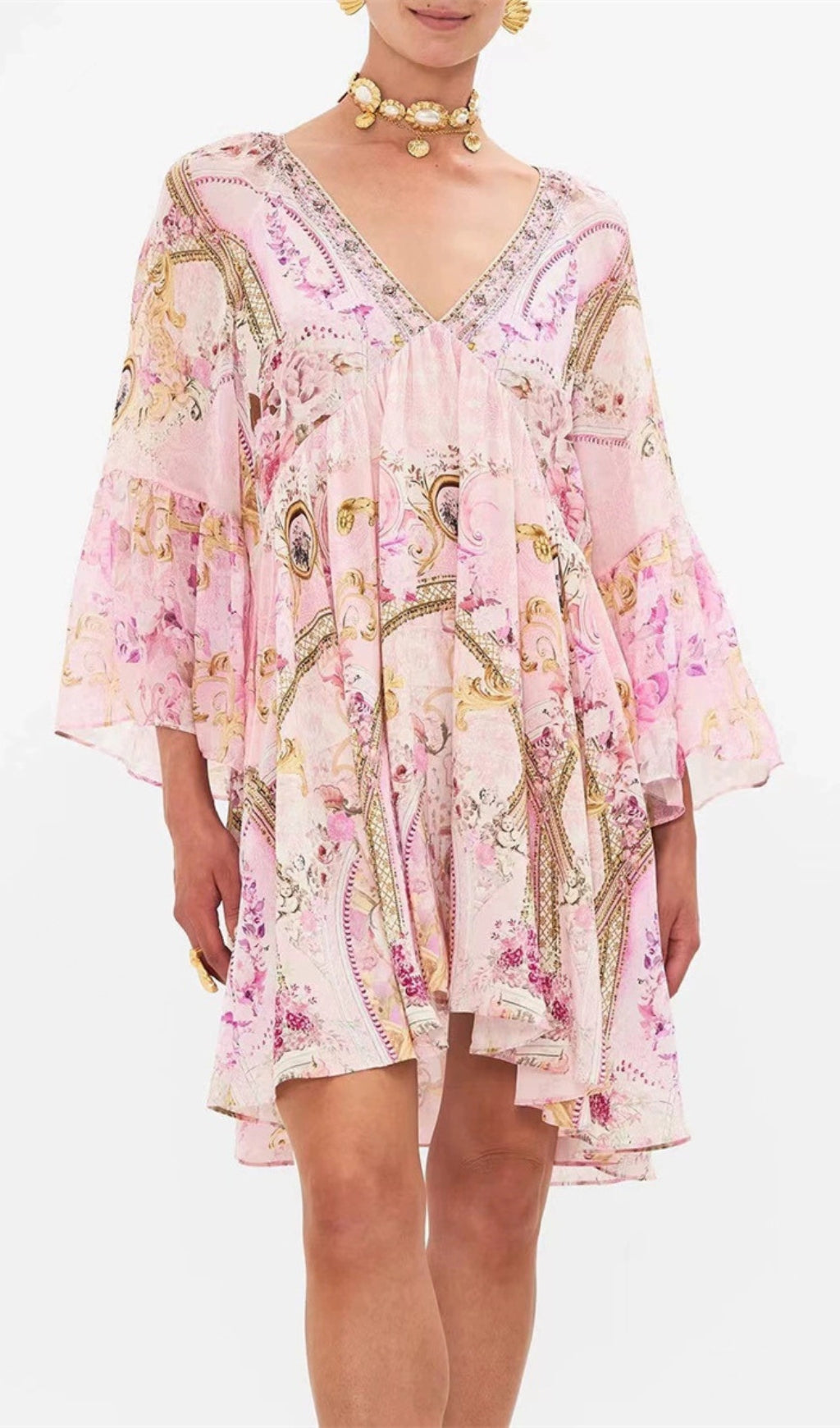 Aloisia Pink Printed Mini Dress