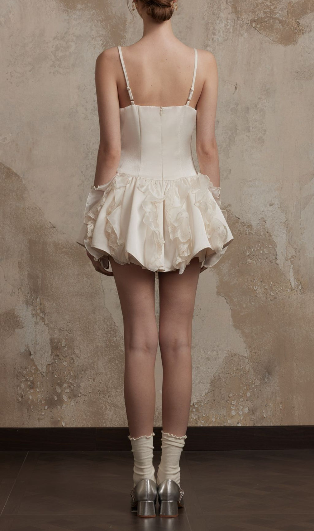 Flossie White Strappy Ruffle Mini Dress