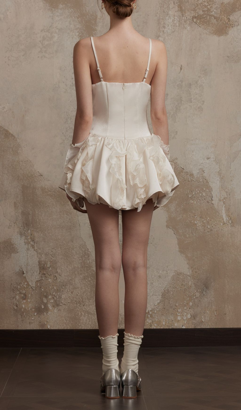 Flossie White Strappy Ruffle Mini Dress