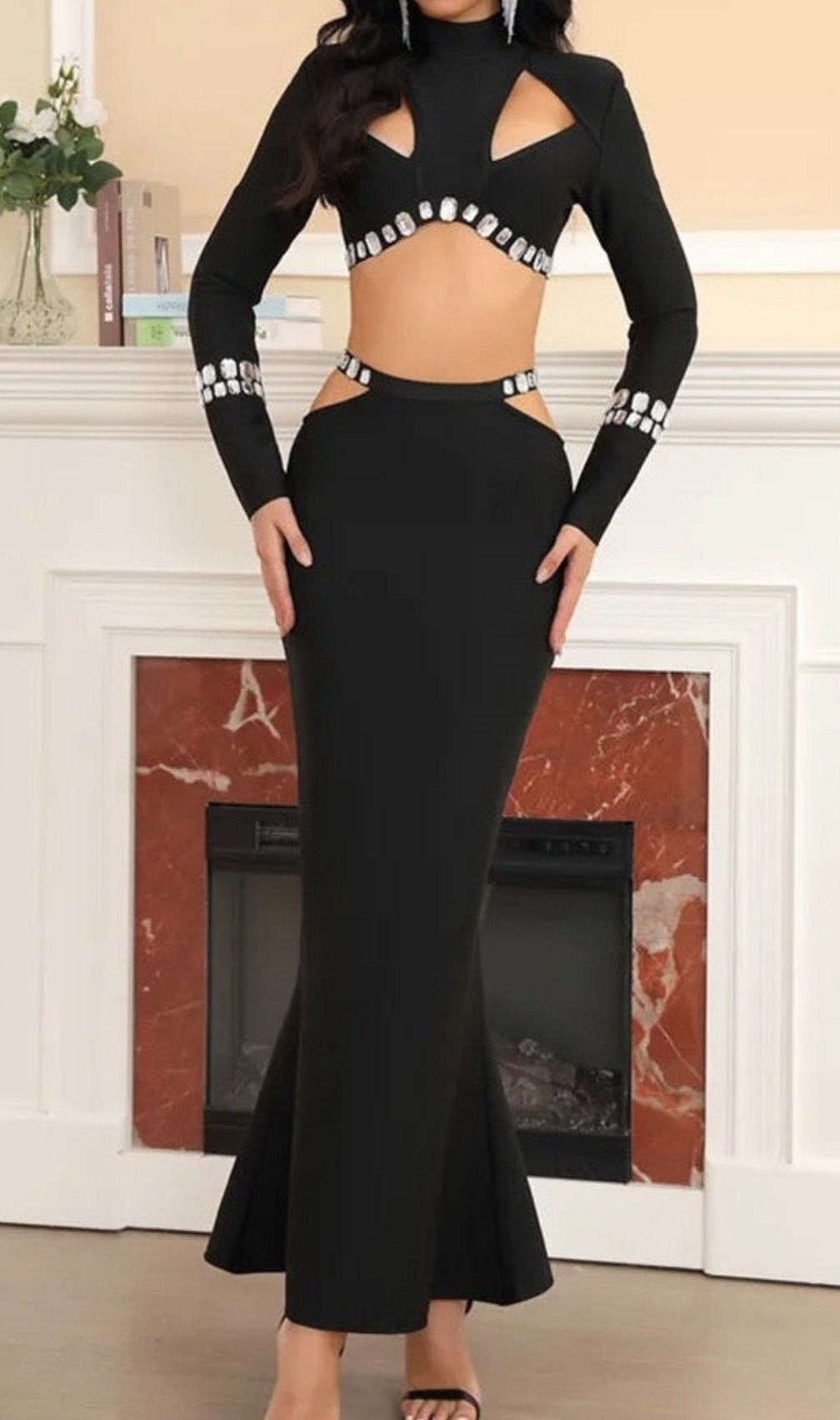 Aaid Crystal Cut-Out Bandage Dress