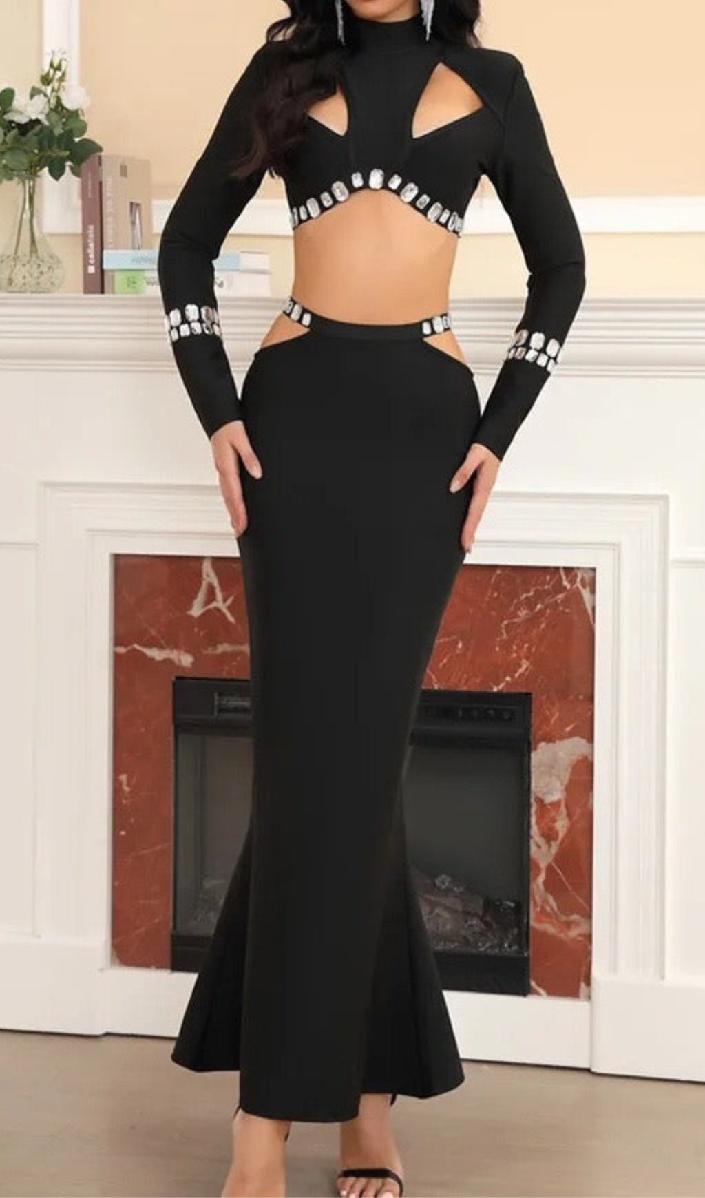 Aaid Crystal Cut-Out Bandage Dress