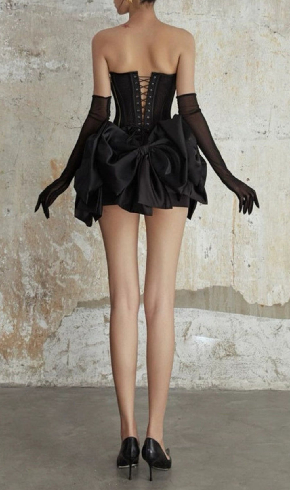 Dama Black Flower Corset Top & Bow Skirt