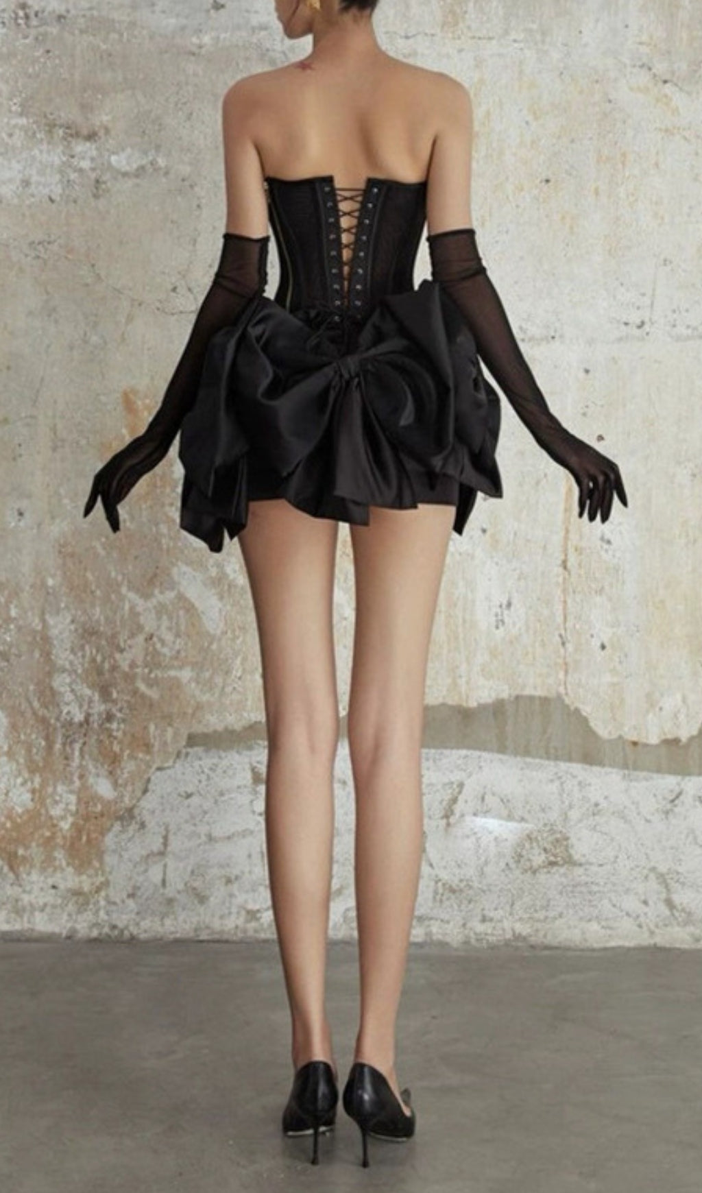 Dama Black Flower Corset Top & Bow Skirt