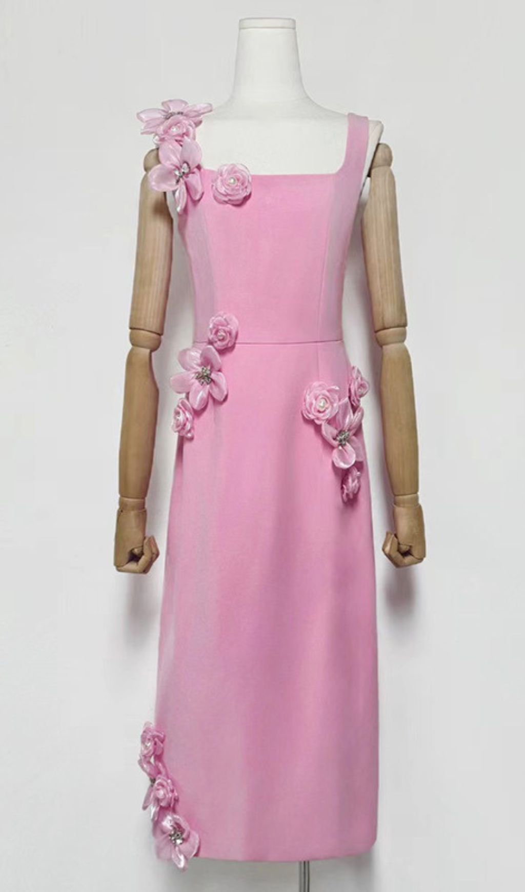 Harper Pink Flower Embellished Midi Dress